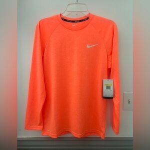 Nike Swim Mens Bright Orange Mango Dri-Fit UPF 40+ Long Sleeve Gym Shirt Small